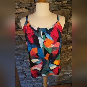 Carmen Colorful Abstract Women's Top Poly Spandex Great Condition